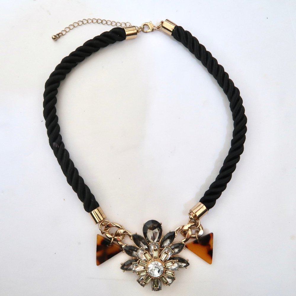 Crystal Flower Statement Necklace - image 2